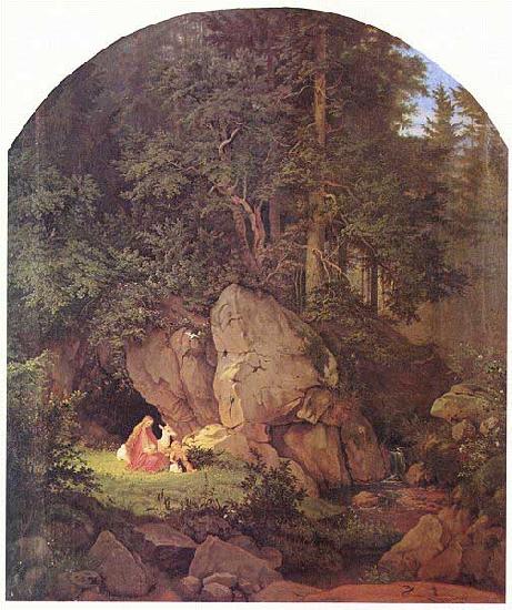 Adrian Ludwig Richter Genoveva in der Waldeinsamkeit oil painting image